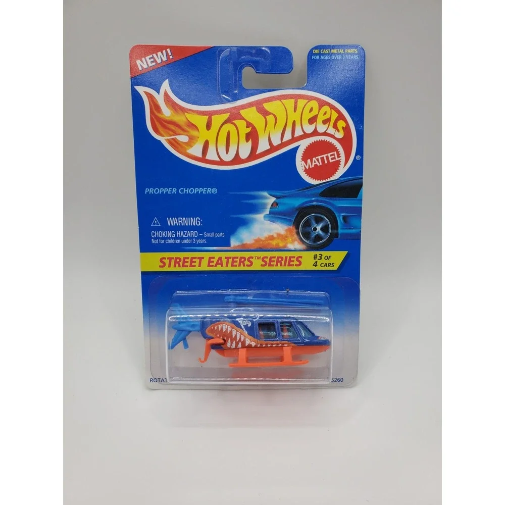 Vintage 1996 Hot Wheels #414 Street Eaters #3/4 Propper Chopper Helicopter Blue